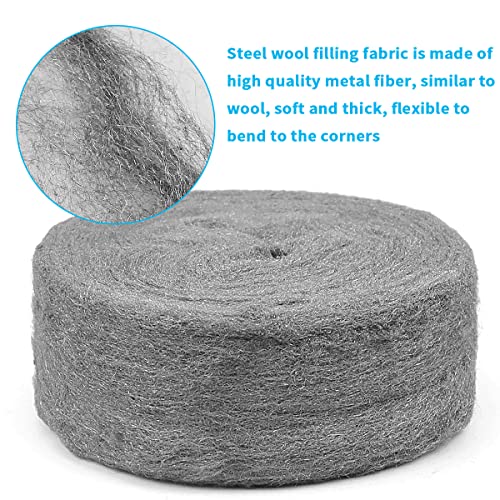 Steel Wool Roll, 60 FT Flexible Stainless Steel Wool Rolls Interstice Hole Filler, Barrier Wire Mesh Hole Fill Fabric, Control Gap Filter Keep Animals Away from Holes for House Garage 60FT