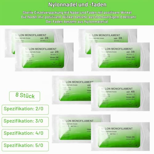 GAOUTO 32 Pieces Suture Material with Exercise Needles, Refill Pack for Surgical Suture Set, Needle and Thread Set, Wound Suture Kit Addition, Ideal Suture Exercise Thread for Students