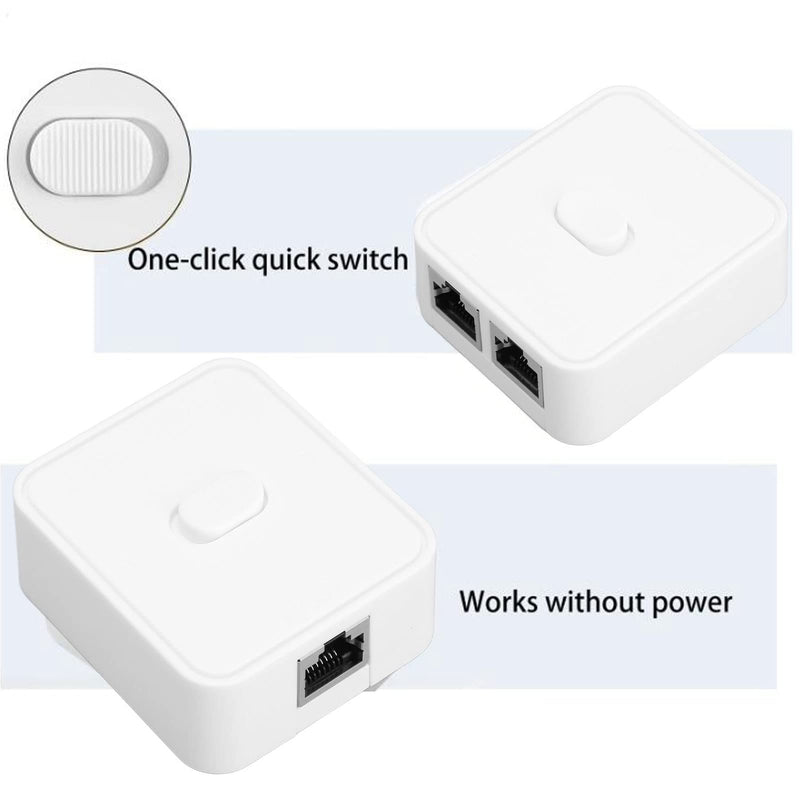 Gigabit Ethernet Network Switch, 2 Port 1000Mbps 2 in 1 Out or 1 in 2 Out PoE Extender Switch Network Hub RJ45 Network Splitter Adapter