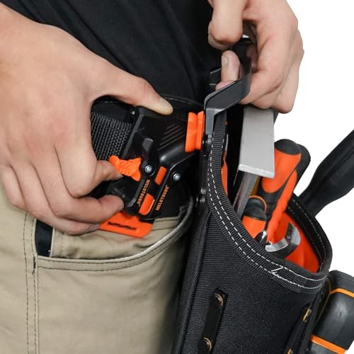 MELOTOUGH Electrican Tool Pouch Screw Nail Work Pouch Quick Detach Belt Clip Tool Pouch Tool Belt Pouches, Knee Pads for Work,Construction,Flooring,Gardening-Comfortable and Flexible(Orange)