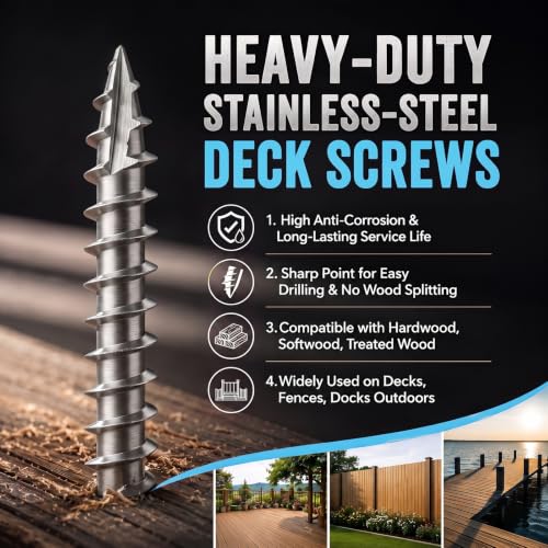 #10x2 inch Stainless Steel Deck Screws 360 PCS Wood Screws with T25 Bit #10*2"-360pcs