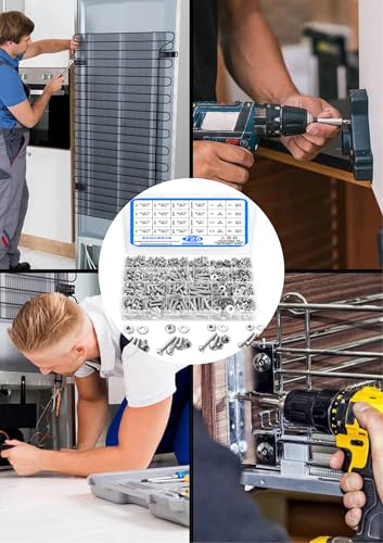 725Pcs Stainless Steel Machine Screw Assortment Kit - Phillips Pan Head #10-24, #8-32, #6-32, #4-40 with Matching Nuts, Bolts & Flat Washers in Reusable Storage Case