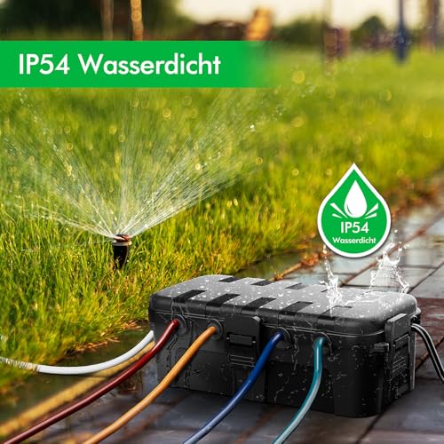 RESTMO Medium IP54 Cable Box, Waterproof, Weatherproof Cable Box, Outdoor | Ideal for protecting outdoor extension cables, power strips, outdoor sockets, angled plugs (29 x 13.2 x 10 cm), black 1 Stück