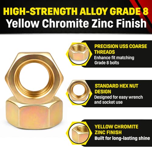 Chenango Supply 1/2-13 Grade 8 Hex Nuts 50 1/2-13 Hex Nut