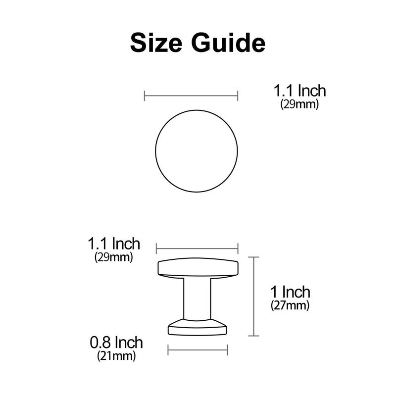Alzassbg Brushed Brass Round Cabinet Knobs 10 Pack, AL6044BB | 1.1 Inch(30mm) Diameter, Single Hole Knob, Decorative Hardware Pulls, for Cabinets and Drawers