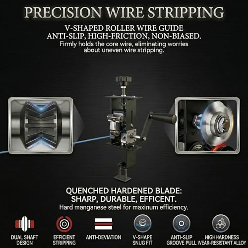 Wire Stripper Machine,Wire Stripping Machine,0.06-0.7" Manual&Drill Powered Copper Wire Stripper With 2 Spare Blades And No-drill Fixing Clip,Wire Stripping Tool for Scrap Copper Recycling&DIY