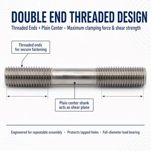 304 Stainless Steel Double End Threaded Stud Bolt for Flange Connection, Pump, Motor, Machinery Assembly, Industrial Repair & Construction, M10 x 150mm, 1.5mm Pitch, 4PCS