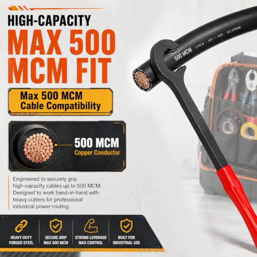 14 inch Cable Bender Tool, Heavy Duty Wire Bending Tool for Easily Bending 500 MCM Copper & Aluminum Wires in Electrical Panels, 22° Angled Head Knuckle Saver, 2 Pack