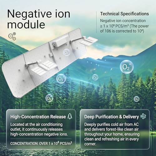 AirFlow Pro Cool & Pure Window Air Conditioner Deflector with Negative Ion Purifier, Adjustable AC Vent Deflector for Mini Split & Window Units, Universal ABS Air Vent Deflector to Prevent Direct Blow