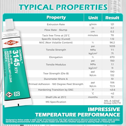 3145 RTV 90ml 3oz High Temperature Waterproof Sealed Electronic Fixed Clear Adhesive Mil-A-46146 Electrical Battery Board Housing Moisture Sealing Non Flow