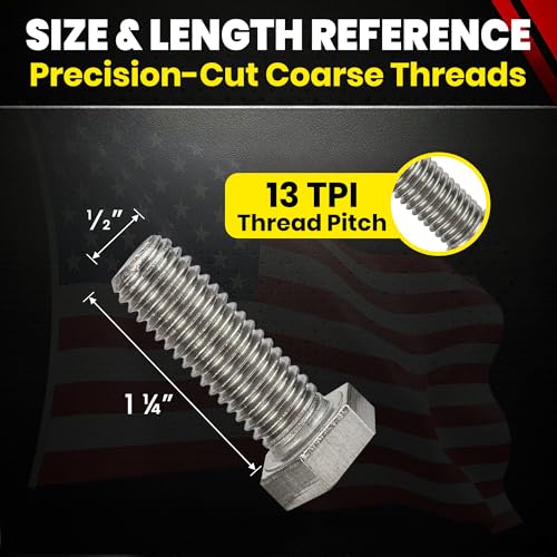 Chenango Supply 1/2-13 x 1-1/4" Stainless Steel Hex Head Bolts 1/2-13 x 1-1/4"
