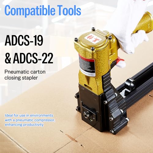 meite Carton Closing Staples 16 Gauge 1-3/8" Wide Crown 7/8" & 5/8" Leg Copper-Coated Carton Staples for Pneumatic or Manual Box Stapler Gun - Cardboard Closer Packaging