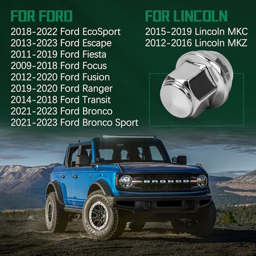 M12*1.5 Wheel Lug Nuts 20PCS Compatible with for 2009-2023 Ford EcoSport/Escape/Fiesta/Focus/Fusion/Ranger/Transit/Bronco/Bronco Sport 2012-2019 Lincoln MKC/MKZ 611-303 ACPZ-1012-H