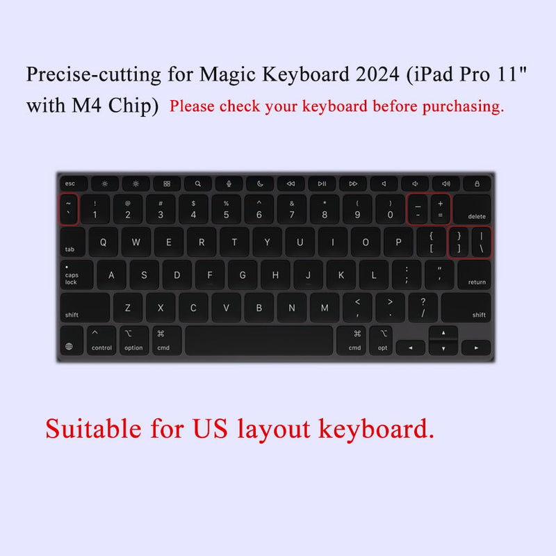 Ultra Thin TPU Keyboard Cover Skin for iPad Pro 11"(M4, 2024) Magic Keyboard Soft Clear Keyboard Protective Accessories US Layout (for Pro 11", M4) For Pro 11"(M4)