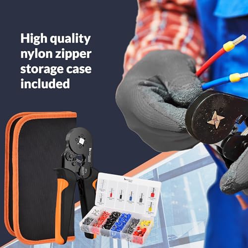 Newhouse Electric FTK1200 Ferrule Crimping Tool Kit with Wire Crimper Tool, Secure Wire Ferrule Nylon Container, and 1,200 Electrical Wire Connectors, Electrician Tool Set for Home Improvement