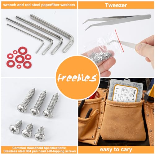 M2 M3 M4 M5 Nuts and Bolts, 304 Stainless Steel Metric Bolt Assortment (Lock & Flat Washers),Metric Screw Assortment, Socket Head Cap Screws, Metric Bolts and Nuts Assortment Kit, 1415pcs M2M3M4M5