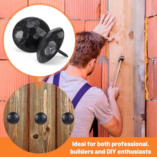 50 Packs Decorative Clavos Nails 1.5 Inch, Large Iron Antique Round Head Nails for Rustic Wood Doors, Furniture, Barn Gates & Faux Beams (Black)