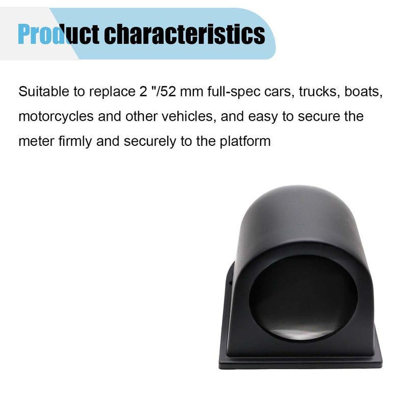 Universal Black 2" 52mm Single Hole Gauge Dashboard Pod, ABS Plastic Car Dash Meter Cup Gauge Pod Mount Holder, Fit Most Cars, Trucks, Boats (Single Hole)