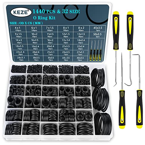 KEZE 1673 Pcs Metric O-Ring & Bevel Washer and Plumbing Flat Head Washers Assortment Kit for Faucet Automotive Hydraulic Pipe Repair