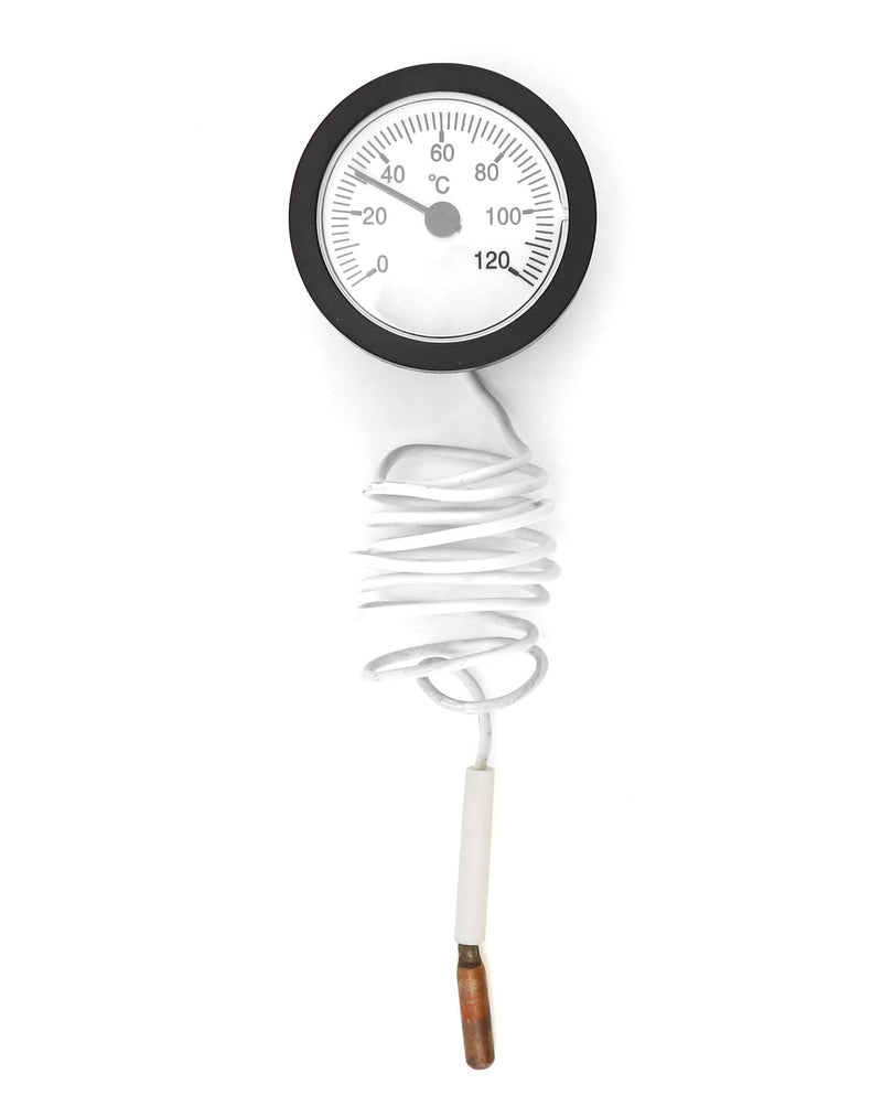 QWORK thermometer with capillary sensor used for boilers, heating and cooling systems, capillary 1000 mm, 0-120°C