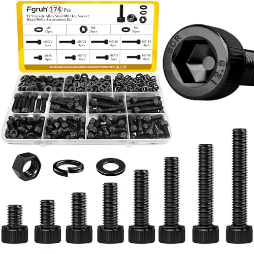 1220PCS M3 M4 M5 M6 Metric Hex Socket Head Screws Assortment Kit & 174PCS M6 Hex Socket Head Bolts Assortment Kit for 3D Printer,DIY