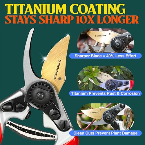 Haus & Garten PrecisionPRO Titanium Bypass Pruning Shears and Replacement Springs Bundle