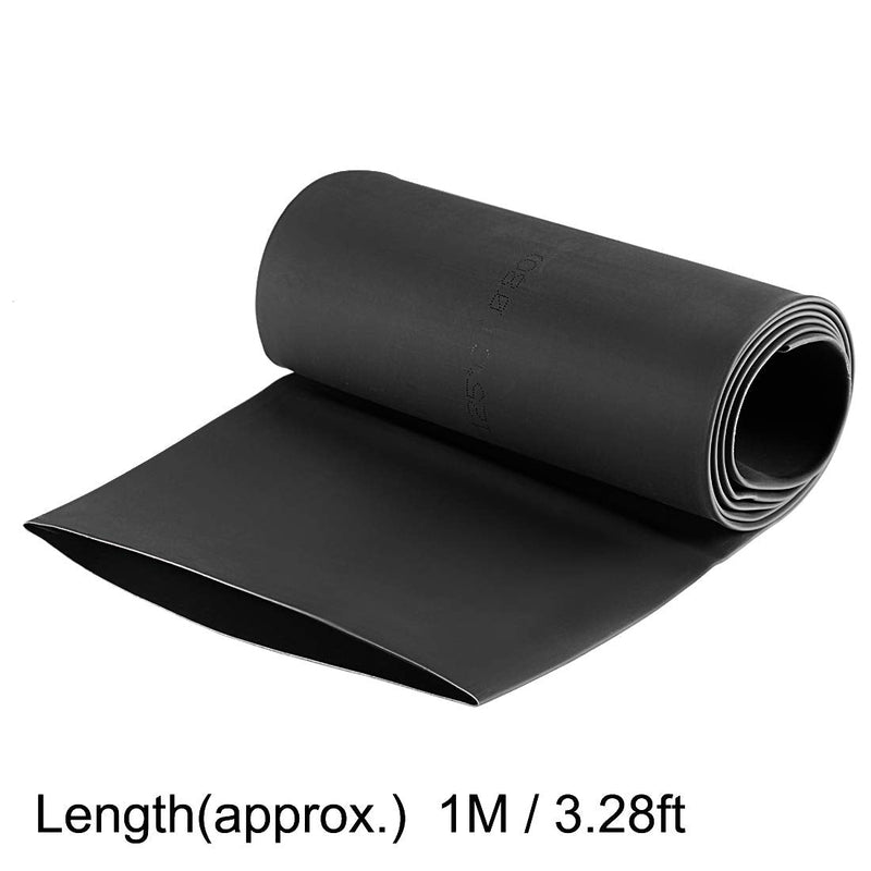 sourcing map heat shrink tubing 80mm dia. 128mm flat width 2:1 ratio cable sleeve 1m black