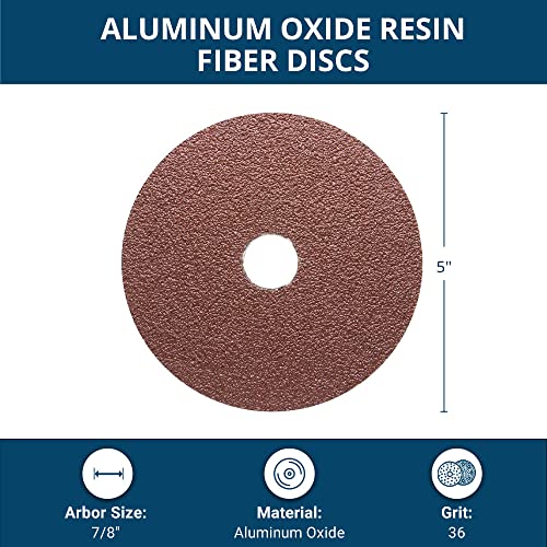 Benchmark Abrasives 5" Resin Fiber Sanding Discs, 36 Grit, 25-Count