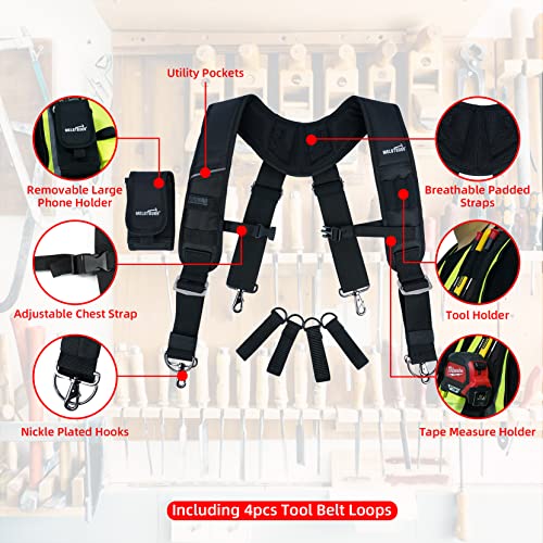 MELOTOUGH Tool Belt Suspenders Construction Bag Suspenders,Padded Tool Belt,Heavy Duty Tool Belts