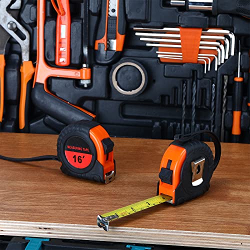 Yunsailing 8 Pack Tape Measure Bulk 16 Feet Retractable Measuring Tape Small Measure Easy Read with Fractions 1/8 Measurement (Orange) Orange