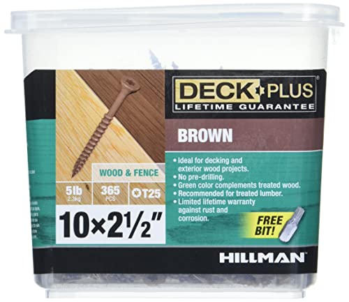 Deck Plus Wood Screws, Brown Exterior, 2-1/2" x #10 & 2" x #8, 5lb Bundle Screws + SCREWS,49005