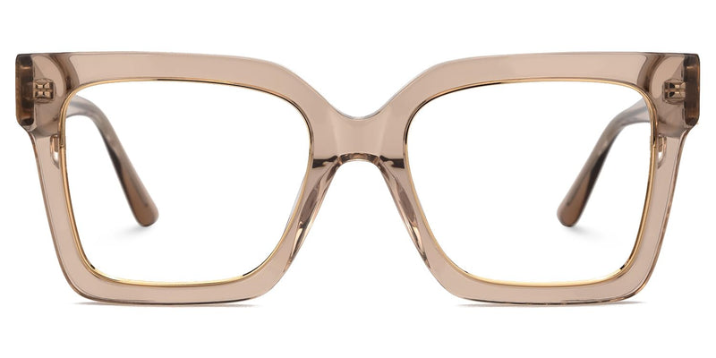 VOOGLAM Square Blue Light Glasses for Women Men Anti Eyestrain Dry Eyes Computer Phone TV Eyewear Ibrahim Champagne Clear