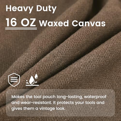 Heavy Duty Tool Storage Organizer, Tool Pouch with Metal Zipper + Handle, 16 OZ Waxed Canvas Tool Bag | 3-Pack | 9.5"L x 5.5"W x 5.5"H (Closed) - Grey 3-Piece