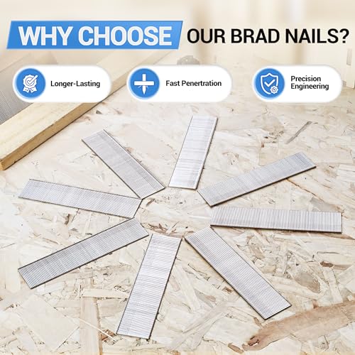 meite 18 Gauge Stainless Steel Brad Nails, 1 1/2-Inch and 2-Inch 18GA Brad Finish Nail Gun Nails for Pneumatic/Electric Brad Nailer (4,000 Counts)