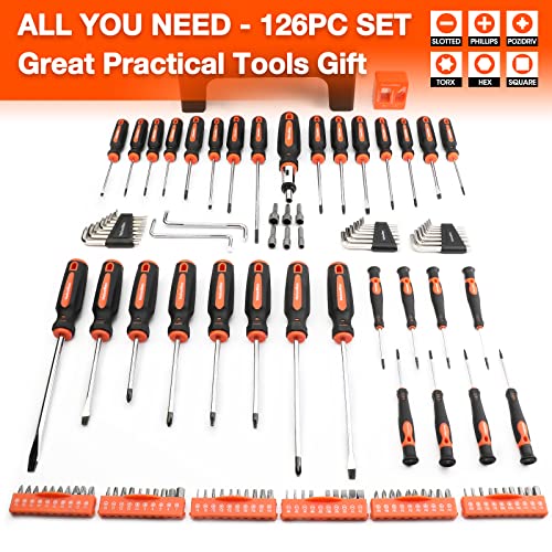 ValueMax 126-PC Magnetic Screwdriver Set with Plastic Racking Organizer, Magnetizer Demagnetizer, DIY Tools & Equipment for Men Women Mechanic, Herramientas Tool Bit Kit Home Improvement Gift 126 PCS