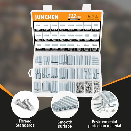 322 Pieces Hex Standoffs Spacers and Screws Assortment Kit,M3M4M5 Carbon Steel Female Metric Thread Spacer Motherboard Prototyping Accessories for PCB, Quad Copter Drone, Computer & Circuit Board M3/M4/M5
