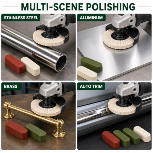16-Pc Wool Felt Polishing Wheel Set for Angle Grinder, 4-1/2 in