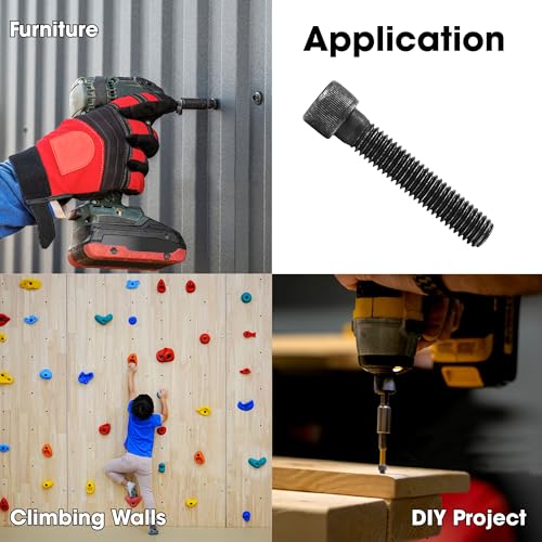 Marsrut 50PCS 3/8 x 2-inch Long Bolts, Alloy Steel 3/8-16 Socket Head Allen Bolt, Durable Hardware for Rock Climbing Holds, Wall Supplies Indoor Use, Black