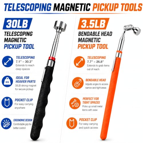 6-Pc Magnetic Tool Mat Set & Magnetic Tool Pad, Pickup Tools