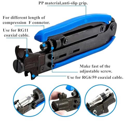 Gaobige Coax Cable Crimper Kit, RG6 RG59 RG11 Coaxial Compression Tool