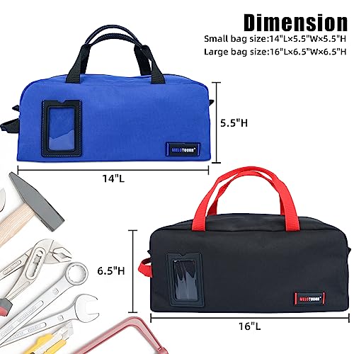 MELOTOUGH Waxed Canvas Utility Tool Tote bag Combo Kit-Includes 2 Medium Tool Organizer Bags + 16 Inch and 14 Inch Tool Bag Canvas Tool Tote Bags with Zipper