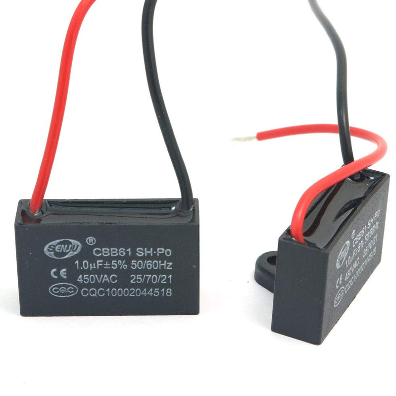 DollaTek 2Pcs CBB61 1uF 450V AC 50/60Hz Air Conditioner Fan Motor Running Capacitor 1uF