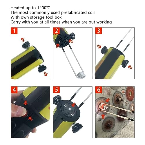 Induction Heating Coils, 4-Piece Induction Heating Coil Kit, Induction Coil with 1200℃ Heat Resistant High Frequency HVAC Heater, Heaters and Accessories, Default