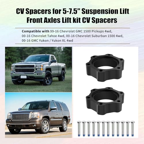 CV Spacers Fits 5-7.5" 4WD Lift 99-16 Chevy GMC 1500 Tahoe Suburban