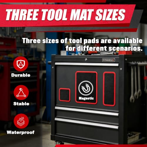 EACELIY 5PCS Magnetic Tool Mat Set,3 Sizes Magnetic Pads, 1 Magnetic Wristband & 25LBs Telescoping Magnetic Pickup Pen for garage, workshop and auto repair