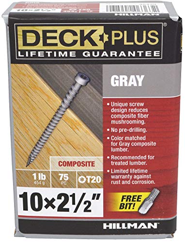 Deck Plus Gray Star-Drive Composite Deck Screws #10 x 2-1/2", 150 Pack No Size (Pack of 2)