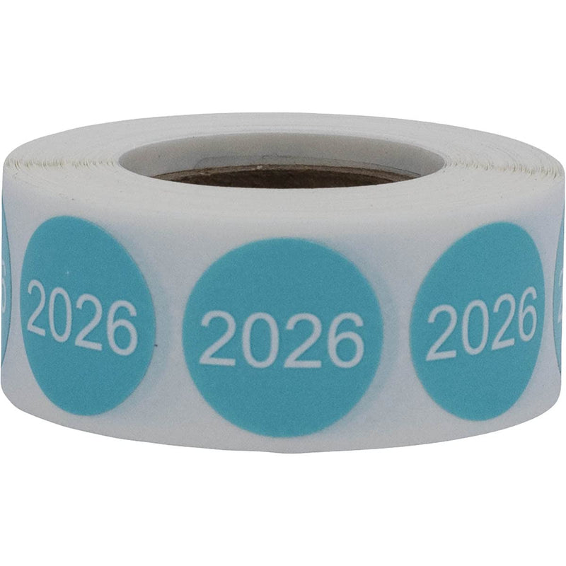 InStockLabels 2026 Year Stickers (Teal) - 0.75", 500 Round Stickers Per Roll Round Labels for File Folders, End of Year Organization, Office & Home Use Teal