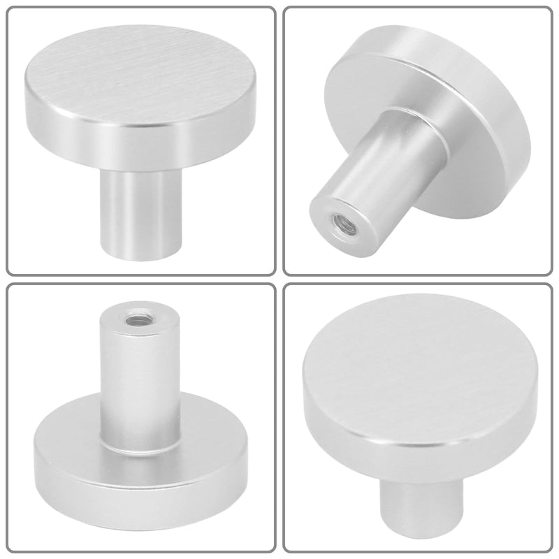 24 Pack Brushed Nickel Cabinet Knobs Dresser Knobs, Solid Kitchen Cabinet Knobs Drawer Knobs, Round Single Hole Knob for Cabinets and Drawers 24 Pack