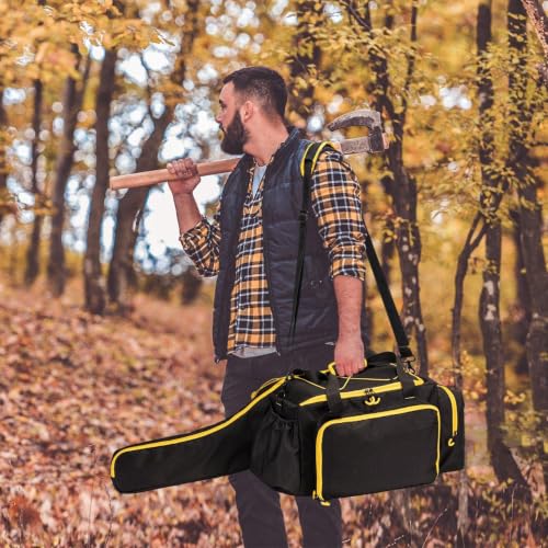 Chainsaw Case, Durable Chainsaw Bag with Removable Spill-proof & Wipe-clean Tray, Chainsaws Carrying Case Compatible with Greenworks, EGO Power+, Dewalt 14''/16''/18'' Cordless Chainsaws & Accessories Black With Yellow