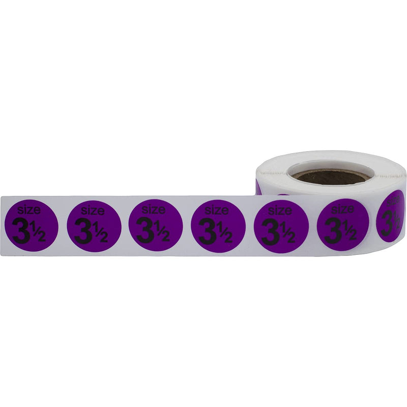 Shoe Size 3 1/2 Lilac Stickers for Retail Clothing – 3/4 Inch Round, 500 Semi-Gloss Adhesive Labels Per Roll for Footwear Inventory, Organization, and Display – Made in the USA